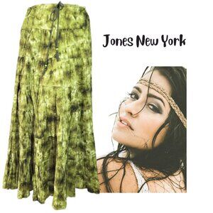 JONES NEW YORK Olive Green Gypsy Peasant Boho Cotton Maxi Skirt - Women's 12